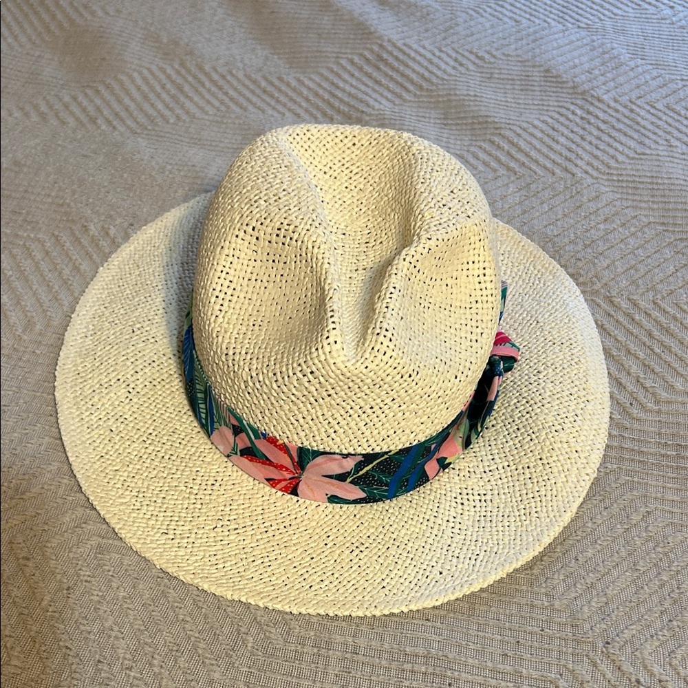 LOFT Palm Tie Straw Fedora